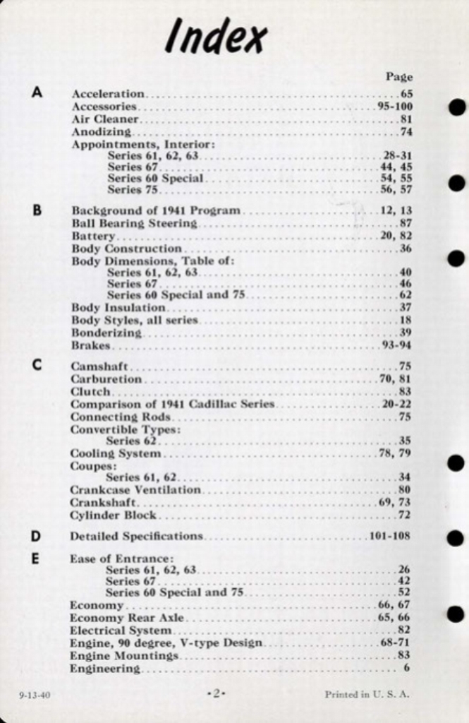1941 Cadillac Salesmans Data Book Page 114